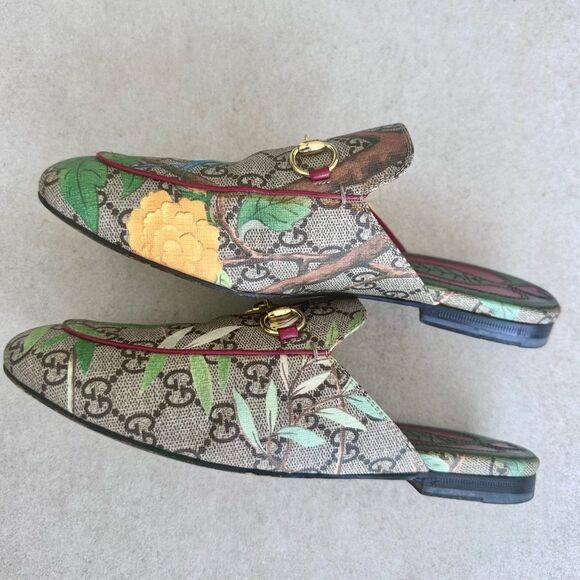 Gucci Princetown Multicolor GG Canvas Horsebit Tian Print Mules EU 37 US 7 - Picture 3 of 9